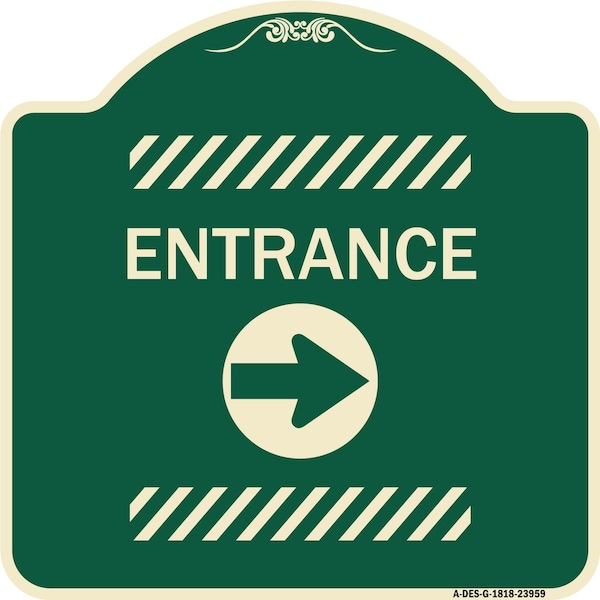 Signmission Flex Post Entrance with Right Arrow Decal for Flex Paddle Aluminum Sign, 18" L, 18" H, G-1818-23959 A-DES-G-1818-23959 - main